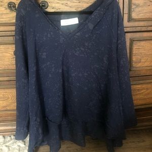 Vintage Havana Navy Burnout Sweater with hoodie